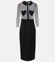 [Blumarine] Blumarine Mesh and satin midi dress AU 6 black