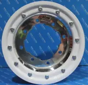 BOSS ATV RACING POLISHED BEAD LOCK FRONT WHEEL 10X5 WHITE RING
