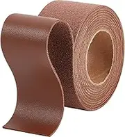 GORGECRAFT 37.5mm x 2m Lychee Grain Leather Strips Flat Leather Cord 1.7mm Thick Imitation Leather Strap Threads for DIY Crafts Guitar Belt Bracelets Jewelry Making Tooling Workshop, Saddle Brown