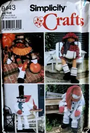 UNCUT Simplicity Craft Scarecrow Snowman Porch Sitters Sewing Pattern 9443