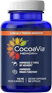 CocoaVia Memory+ Brain Supplement, 750 mg of Cocoa Flavanols | Brain Support for Improved Memory and Brain Function | 30 Day Supply