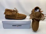 Minnetonka Women's Classic Fringe Leather Hardsole Moccasin Ankle Boots 682 8.5