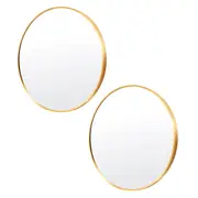 TOOLKISS 2 Set Wall Mirror Round Aluminum Frame Bathroom 70cm GOLD – Modern Minimalist Mirror for Bathroom, Bedroom, Living Room & Entryway – Ready to Mount with Wall Anchors & Screws