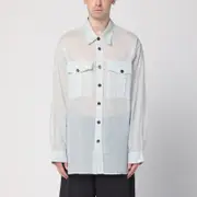 [Dries Van Noten] Light blue ice cotton shirt with pockets M Blue