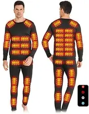 [Generic] Winter Men Women Heated Thermal Underwear Set USB Charge 3 Levels Quick Heating Winter Suit (Men 4XL)