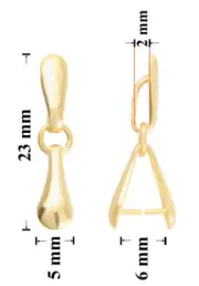 Sterling Silver Gold Plated Pinch Bails with Loop 23x5mm for Making Pendants