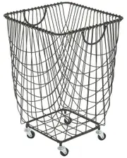 CosmoLiving by Cosmopolitan Black Metal Deep Set Metal Mesh Laundry Basket Storage Cart With Wheels And Handles