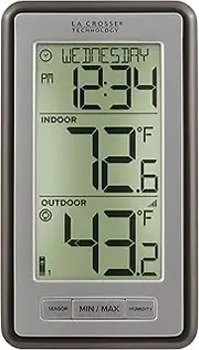 La Crosse Technology WS-9160UV3 Digital Indoor Outdoor Thermometer Wireless - Multi-Format Remote Temperature Sensor, Temperature Humidity Monitor with Manual Settings and 24-hr Display