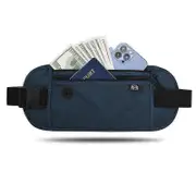 Travel Waist Bag RFID Blocking Waterproof Waist Fanny Pack Hidden Wallet RFID Blocker Passport Holder Bag navy blue