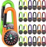 [YARNOW] 24pcs Keychain Compass Portable Mini Compass Metal Carabiner Compass Small Pocket Clip On Compass for Outdoor Hiking Camping Backpacking