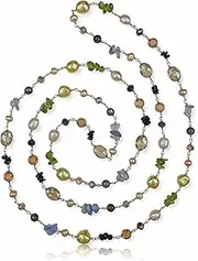 [MGR MY GEMS ROCK!] Hand Crafted and Wire Wrapped Wired Twisted Multi-stone Long or Multi-strand Beaded Wire Necklace. Multi-color Boho Style Statement Necklace.