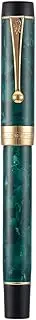 Jinhao 100 Classic Fountain Pen Green Celluloid, Medium Nib with Converter and Pen Case Set