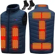 [THUCHENYUC] Heated Vest for Men Women USB Electric Heating Jacket Heated Vests with Heated Socks (Color : 11 Area Heating Blue, Size : 5X-Large)