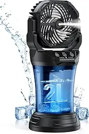Portable Misting Fan for Outdoor Patios - 30000mAh Rechargeable Battery Operated Camping Fan with 2L Water Tank, 4 Spray, 4 Speeds & RGB Light for Fishing/Travel/Garden Party/Golf/Tent/Office