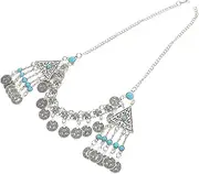 [PENIKOKO] Vintage Forehead Headpiece Exotic Hair Chain Accessory for Women Stylish Chain with Tassels for Festivals and Special Occasions Eye Catching Hair Jewelry