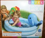 Intex DOLPHIN Baby Pool. BLUE. Soft Inflatable Rings. 33.5" Round. #57400EP. NEW