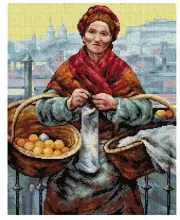 Printed Canvas for Tapestry Gobelin "Woman Selling Oranges" 2577M
