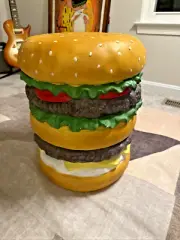 Homegoods 18'' Rare Vinyl Cheeseburger Stool Burger Stool Side Table TIKTOK NEW