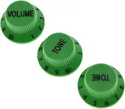 KAISH Set of 3 Green w/Black Number ST Strat Style Guitar Knob Volume Tone Knobs