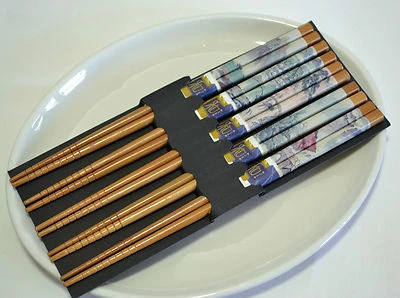 Chinese Japanese Handmade Safe Clean Natural Bamboo Chopsticks Gift 5 Pairs 06