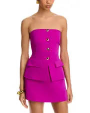 Amanda Uprichard Strapless Button Front Mini Dress