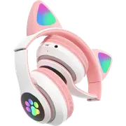Polaroid Foldable RGB Wireless Kids Over-Ear Headphones (Pink)
