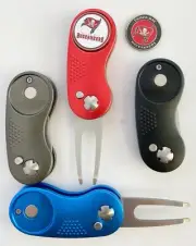 2 Prong Switchblade GOLF DIVOT REPAIR TOOL Blue + Ballmark TAMPA BAY BUCCANEERS