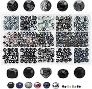Crystal Glass Bead Kit - 1000pcs Assorted Beads for Jewelry Making, Including 10 Different 8mm Glass Beads, 200pcs 4mm Bicone Crystal Beads for DIY Crafts and Gifts (Black Series)