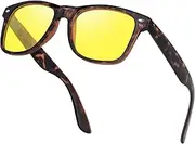 [Nlieanuc] Night Vision Glasses for Driving Polarised Sunglasses Yellow Lenses Night Glasses Men Women Drivers Night Driving Glasses Filters Light Night Vision Goggles, Modern tortoiseshell
