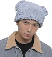 [Generic] Fashion Bear Ears Balaclava Mask Cap Unisex Y2K Wool Beanie Winter Warm Handmade Crochet Ski Hat Halloween Headwear