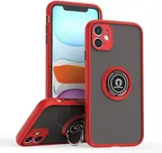 Cavor Case for iPhone 12 Mini (5.4") Soft Slim Fit TPU Case PC Bumper 360° Rotation Ring Holder Kickstand Phone Cases [Work with Magnetic Car Mount] Shockproof Protective Cover-Red
