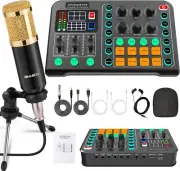 Podcast Equipment Bundle,Condenser Microphone Bundle with Tripod Stand and Au...