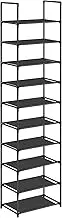 SONGMICS 10-Tier Shoe Rack, Shoe Stand, Space-Saving Shoe Storage, 45 x 28 x 173 cm, Metal Frame, Non-Woven Fabric Shelves, for Hallway, Bedroom, Black LSH010B02