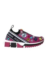 Dolce & Gabbana Portofino SlipOn Sneakers Crystal Embellishments Women Pink