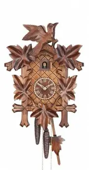 Cuckoo Clock Five leaves with bird, 8 day running time, walnu.. TU 8101/4 nu NEW