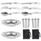10Pcs Camping Cutlery Kit Lightweight Tableware Includes Spoon Fork◔