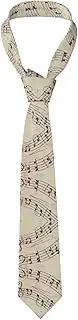 [CADREWY] Musical Note Floral Print Soft Men Necktie Classic Tie For Weddings And Special Occasions Ties Business, Black, One Size, Black, One Size