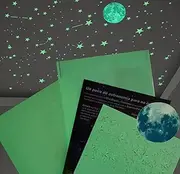 Alcrea Moon and 462 Glow Stars, Plus 2 Simplified Star and Constellation Maps, Plus Phosphorescent Strips for Marking. Now Brighter and Backed by 3 Year Warranty