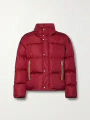 [Moncler Genius] Moncler Genius - + 8 Palm Angels Color-block Quilted Shell Down Jacket - Claret - 1 1 Burgundy