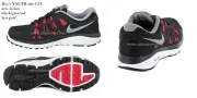 nike boy's YOUTH size 4.5Y Dual Fusion Run 2 tennis shoe 599801 blk/gry/red, NIB