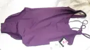 #49 dark violet danskin one shoulder tank leotard lg 12-14 New York City ballet