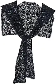 [Yardenfun] Spring Summer Sunscreen Cape Knotted Cloak Lace Scarf Black Lightweight Sun Block Shawl for Women Versatile Summer Accessory for Air Conditioned Rooms and Everyday Wear