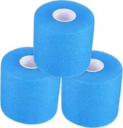 Kisangel 3 Rolls Sports Shock Absorbing Belt Kit Grip Strengtheners Badminton Band Racket Sticky Racquet Tape Wrist Pickleball Tennis Bunion Plasters Gloves Wrap Blue Sponge