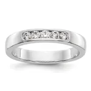 0.26ct. CZ Solid Real 14K White Gold 5-2.4mm Stone Channel Wedding Band Ring