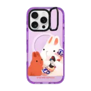 iPhone 16 Pro Impact Ring Stand Case MagSafe Compatible Big White Rabbit with Candy