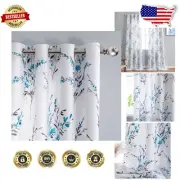 Elegant Floral Grommet Curtains 52"W x 95"L, Light Filtering, Teal, Pack of 2