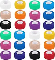 24 Rolls Self Adhesive Bandage Wrap Non-Woven Cohesive Gauze Bandage 1" x 5 Yards for Sports Finger Wrist Ankle Sprain Swelling Healing