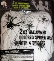 Halloween White Spider Web with 5 Spiders, Hunted House Decoration, Creepy Fun!