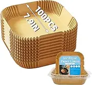 Paper Air Fryer Liners Disposable, 100Pcs Square Parchment Liner, Unbleached Wax Parchment Baking Paper, Non-Stick for Oven Steaming, Air Fryer, Baking