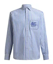 Etro Pegaso Embroidered Striped Shirt S,XL,L,XXL sky-blue
